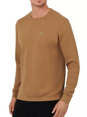Lacoste Men’s Crewneck Sweater in Camel Brown